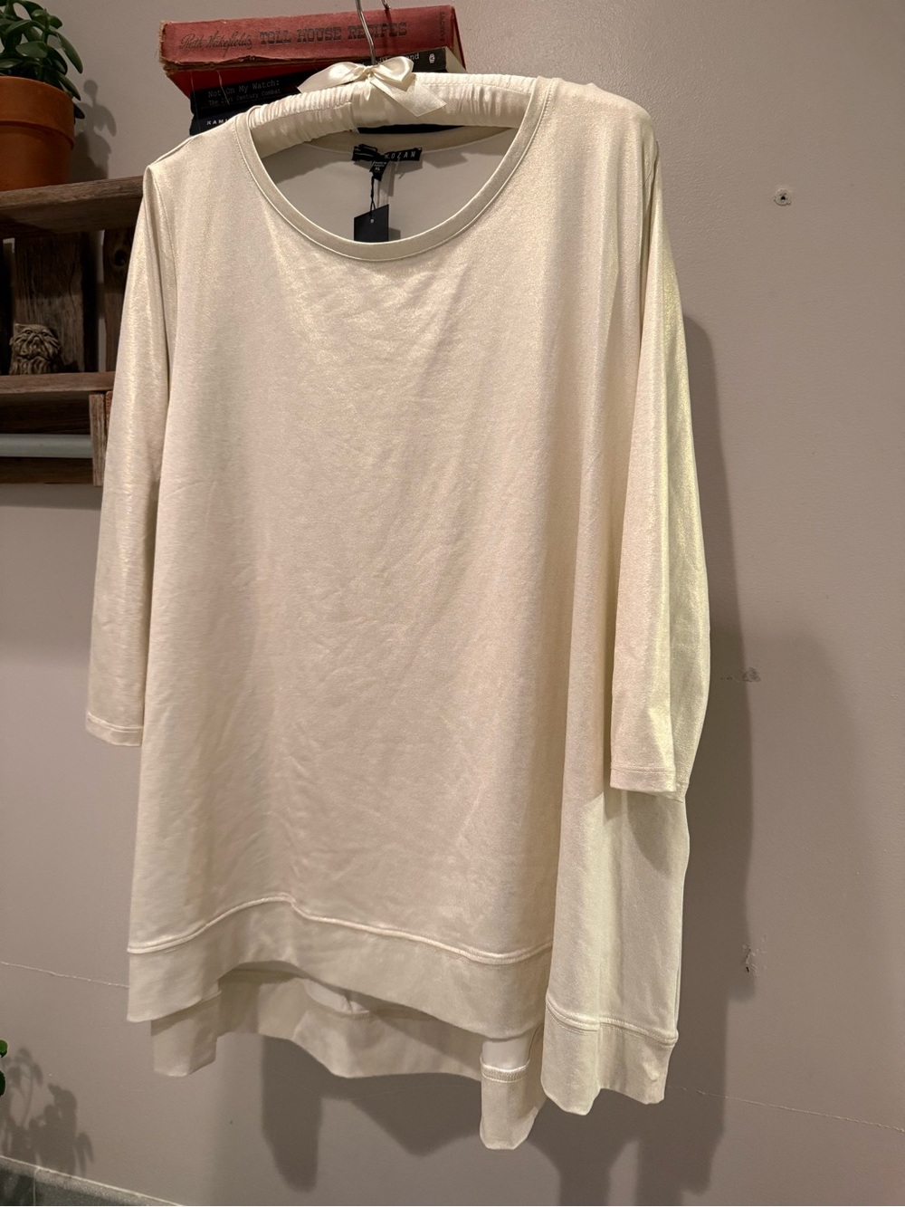 Kozan Dyson Top NWT Gold Metallic Shimmer Long Sleeve Boat Neck Size XL